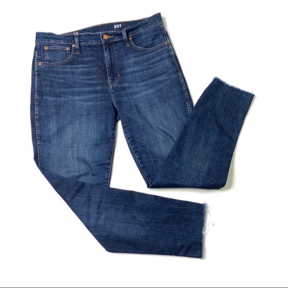 J Crew Vintage Slim Straight Jeans Dark Wash Stretch Denim Womens Size 30T Tall